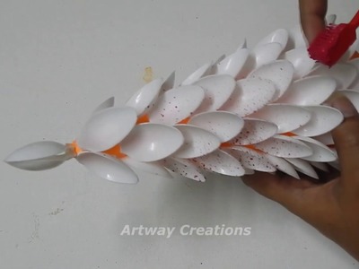 How to make 3d Christmas Tree from Plastic Spoons | DIY crafts | Christmas Decoration Idea 2018