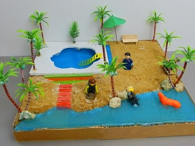 Miniature DIY | How To Make a Miniature Beach with swimming pool and garden