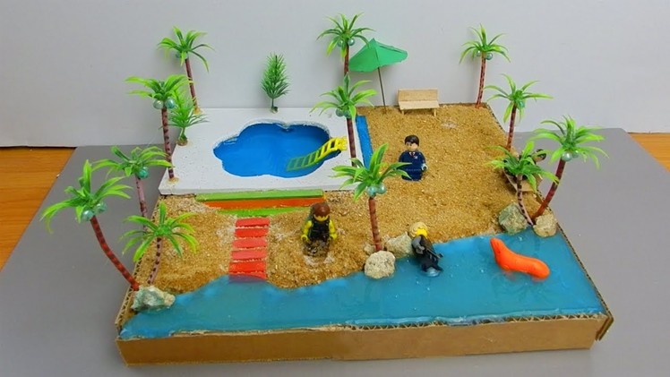 Miniature DIY | How To Make a Miniature Beach with swimming pool and garden