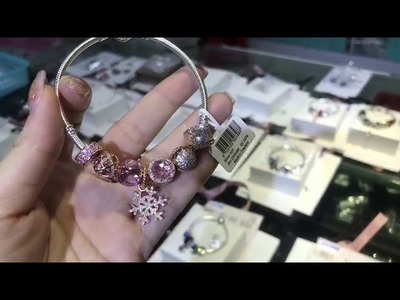 Pandora Silver Tone Chain Pink Crystal Love Heart Bead Glass Charm Bracelet