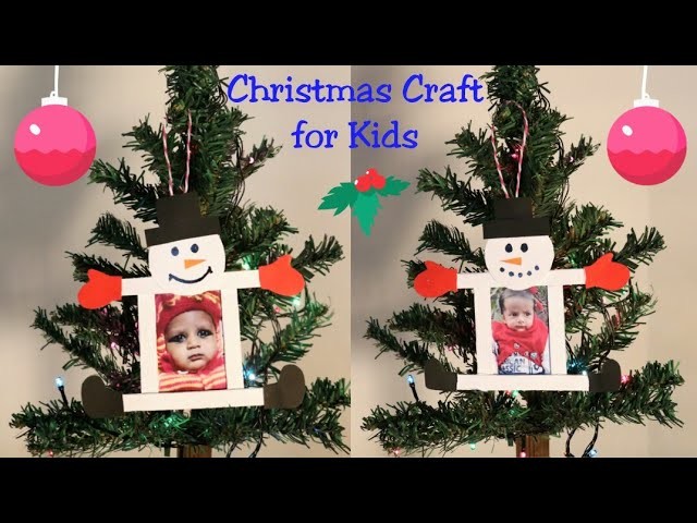 Popsicle Sticks Christmas Ornaments| Popsicle sticks Snowman with Photographs| Christmas Decoration