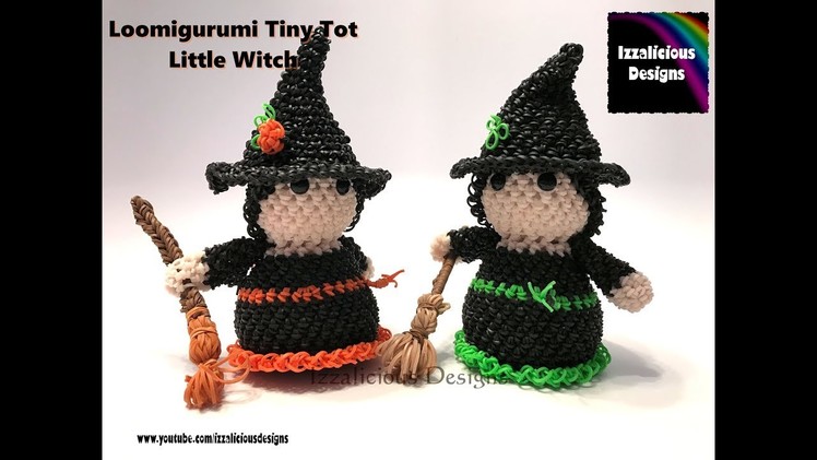 Rainbow Loom Loomigurumi Tiny Tot Little Witch perfect for Halloween, made with rubber loom bands