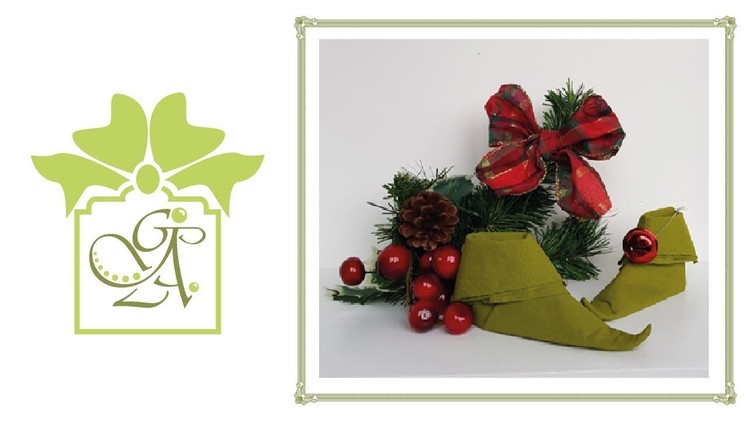 Slipper Napkin Fold or Christmas Elf Boot Napkin Fold Tutorial (Free downloadable instructions)