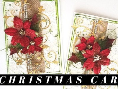 Stenciled Mixed Media Christmas Card **Save the Crafty YouTuber Video Hop** GIVEAWAY