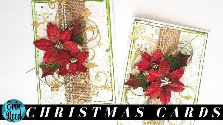 Stenciled Mixed Media Christmas Card **Save the Crafty YouTuber Video Hop** GIVEAWAY