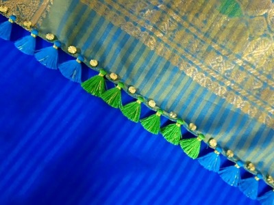 Beads simple kuchu design. Silk saree kuchu design