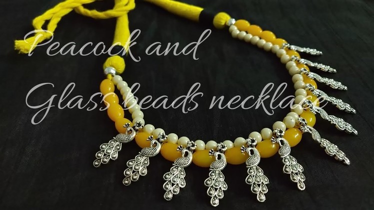 Beautiful oxidized Peacock charms and glass beads necklace  || periwinkle TV
