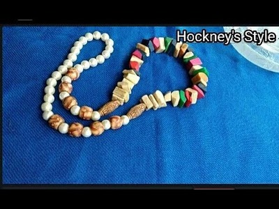 Beautiful wood beads mala.beautiful neckless.beads and pearl mala. hockney's Style