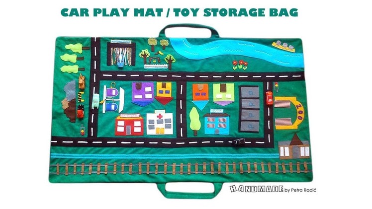 Car Play Mat & Toy Storage Bag: CITY VEHICLE SET - handmade by My Felting Dreams