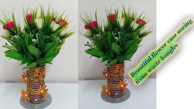 DIY Beautiful Flower Vase Making from Waste bangles ! Best out waste ! Bangle crafts !