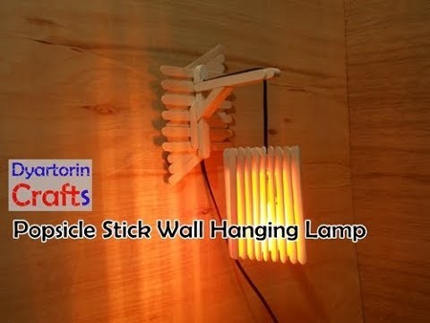Diy easy popsicle stick wall hanging lamp | Ice cream stick art and craft