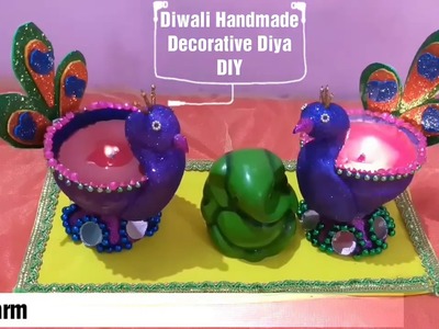 DIY Handmade Decorative Diya with earthen tea pot|| Diwali diya decoration for competition