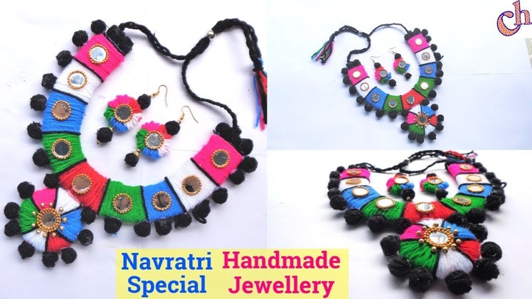 DIY Necklace| NAVRATRI Jewellery.Ornaments making at home| Handmade Garba jewellery
