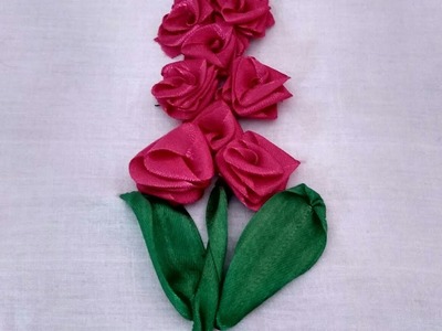 DIY Ribbon work. easy hand work at home. roses tutorial.Handmade works, handmadeworks