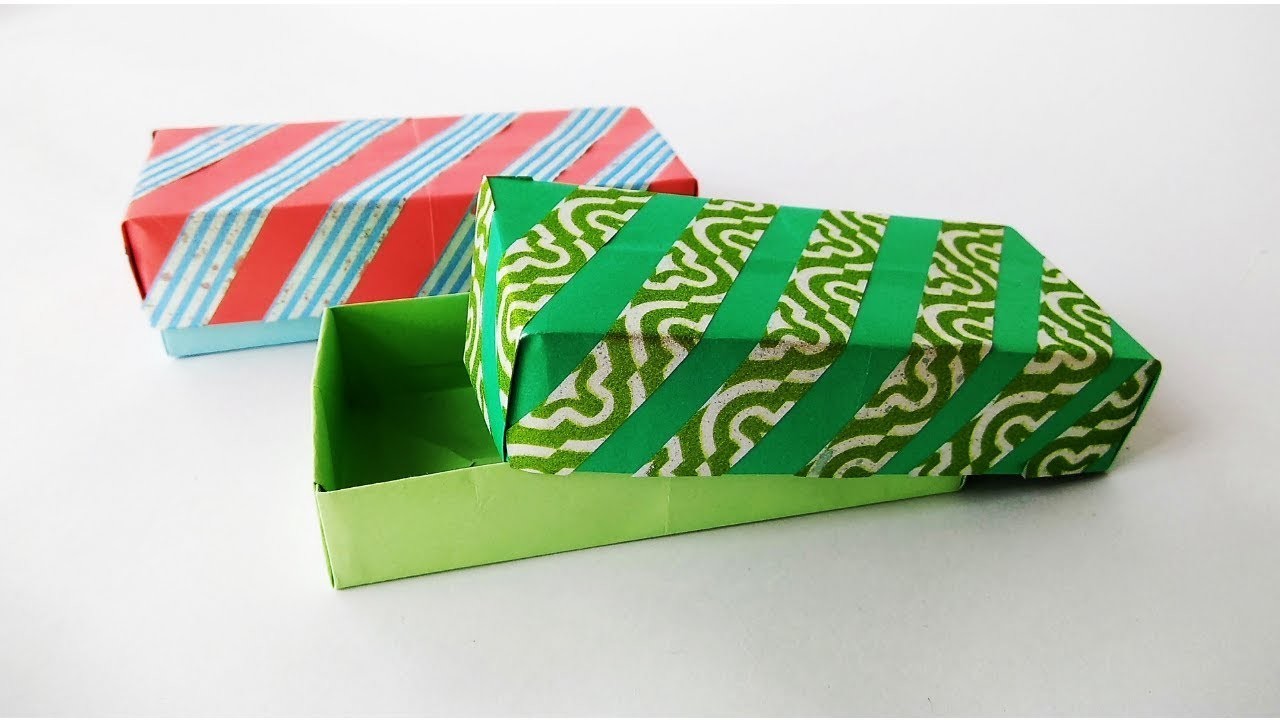 Easy Rectangular Origami gift box for Christmas. Birthday