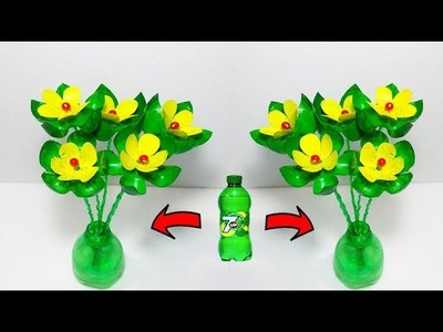 Empty Plastic bottle vase making craft # Water bottle Recycle flower vase art craft idea