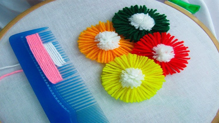 Hand Embroidery Amazing Trick# Sewing hack with hair comb# Easy Flower Embroidery Trick