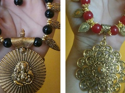 Handmade Beads Necklace Designs ll latest Necklace Designs ll Silver and golden junk jewellery