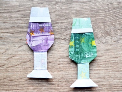 How to make a Stemware.Wineglass.Glass.Goblet | Money ORIGAMI out of a Euro bill Tutorial DIY