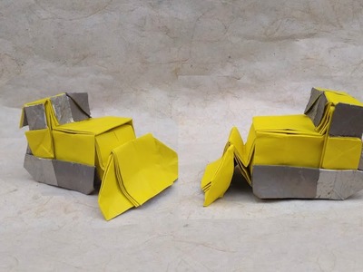 How to Make Origami Bulldozer (Hadi Tahir) (ブルドーザー.Planierraupe.Jentolak.Бульдозер.جرافة)