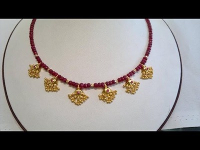 Latest Light Weight Gold  Beads Necklace Designs With Weight 3.250grams