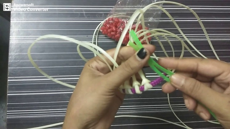 Plastic wire flower vase - Malligai poo mudichu -  with beads - Part - 1.5