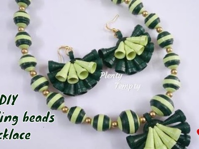 Quilling beads necklace. Paper quilling jewellery. Quilling art.Quilling earrings(Tutorial)