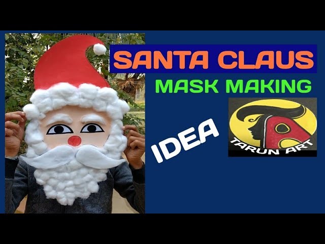 Santa claus Mask Making.  Santa claus cotton craft. Tarun Art.
