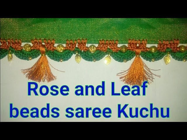 Saree kuchu using Rose Flower beads and Leaf beads