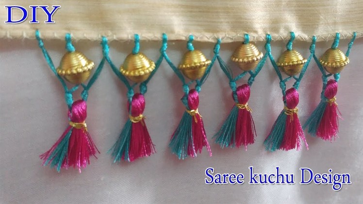 Saree kuchu with beads and double color || saree kuchu || saree tassels | latest saree kuchu designs