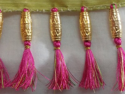 Saree kuchu with cylinder beads | saree kuchu | saree tassels | kuchu designs | kuchu | tassels