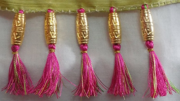 Saree kuchu with cylinder beads | saree kuchu | saree tassels | kuchu designs | kuchu | tassels