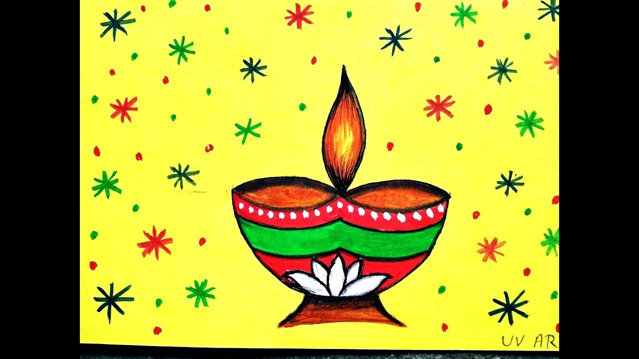 Simple Diya || How to draw Diwali Lamp.Handmade Diwali ...