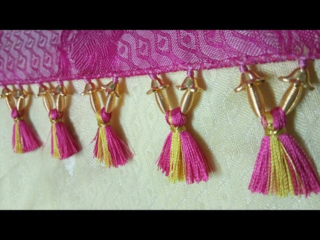 Simple Saree kuchu with new beads.Silk Saree kuchu