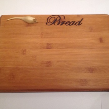 Wooden Bread Board with tiny wooden mouse