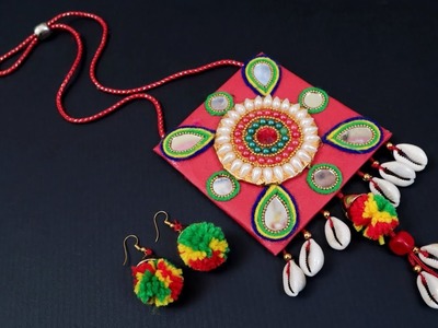 WOW Easy ! DIY Necklace Making at Home || Navratri Jewellery Handmade || Navratri Ornaments Making