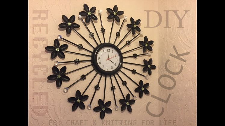 DIY Clock decor.Wall Decoration.Spoon clock.Recycled material