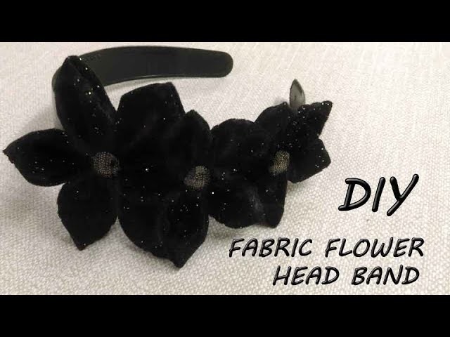 DIY Fabric Flowers on a Head Band - How to make Flowers from Fabric (Hindi)