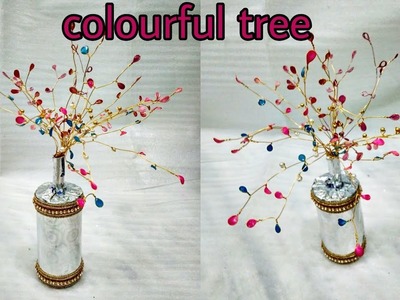 DIY || How to make Colourful Golden Tree using Golden Strings and Nail Polish