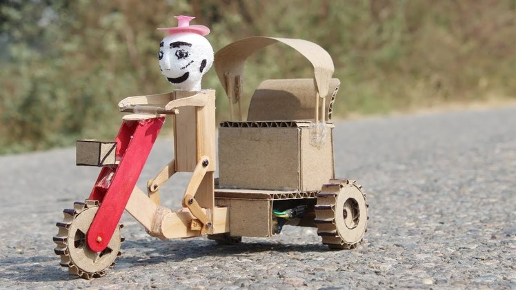 DIY! How to make Robot Rickshaw Puller from cardboard ! RC TOY