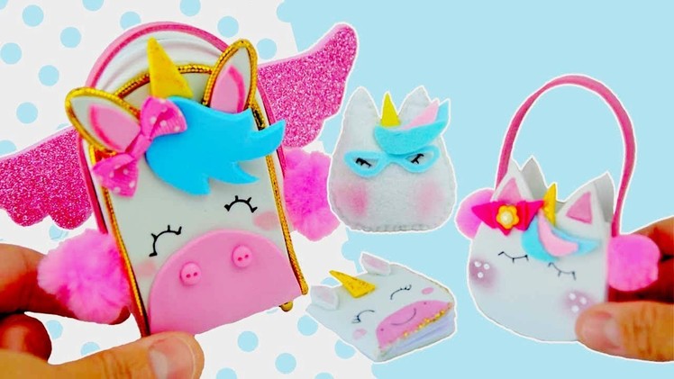 DIY Miniature UNICORN School Supplies - Backpack, Notebook, bag, pillow, REALLY WORKS