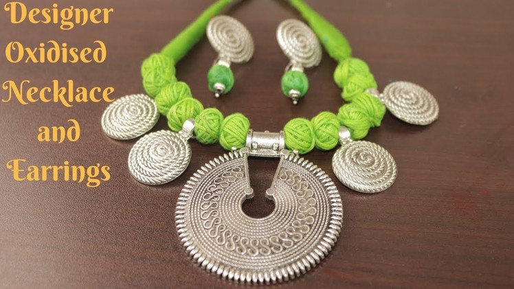 #Durga Puja 2: Designer Oxidised Necklace and Earring Making Tutorial || Ananya Mondal