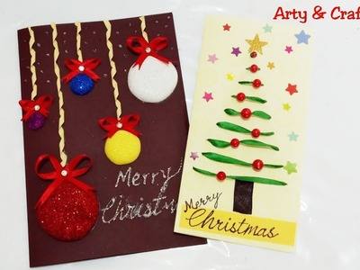 Easy Christmas Cards for Kids.Handmade Christmas Greeting Card.Christmas Greeting by Arty & Crafty