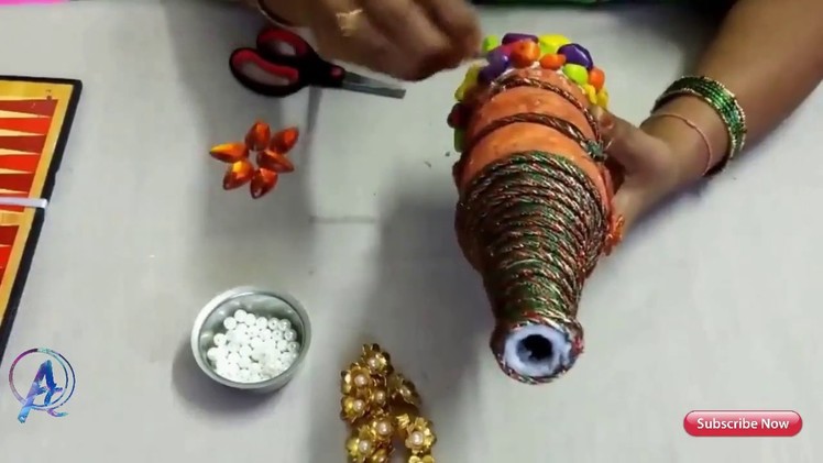 Flower vase making with glass bottle | diy craft | how to make bottle craft