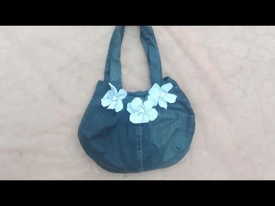 Handmade Jeans Bag ll Convert jeans  into handmade bag ll shopping bag