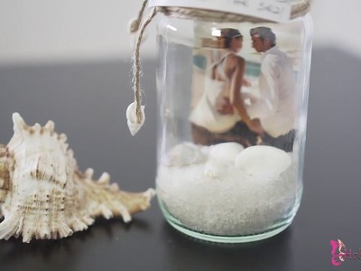 How to make a unique Sea Shell photo jar at home. DIY sea shell craft and gift making ideas