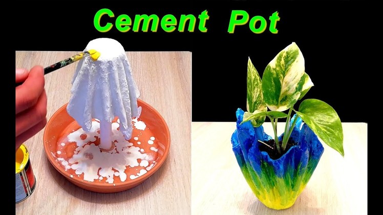 How to make Flowerpot with Cement using old Clothes or Towels. DIY