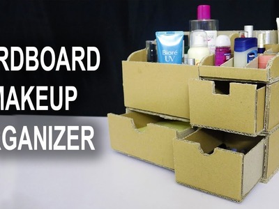 How To Make Makeup Organizer Out Of Cardboard || DIY Cardboard Makeup Organizer