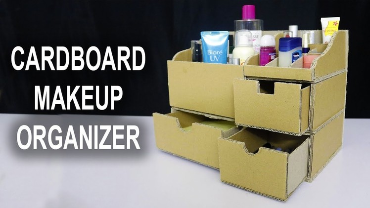 How To Make Makeup Organizer Out Of Cardboard || DIY Cardboard Makeup Organizer