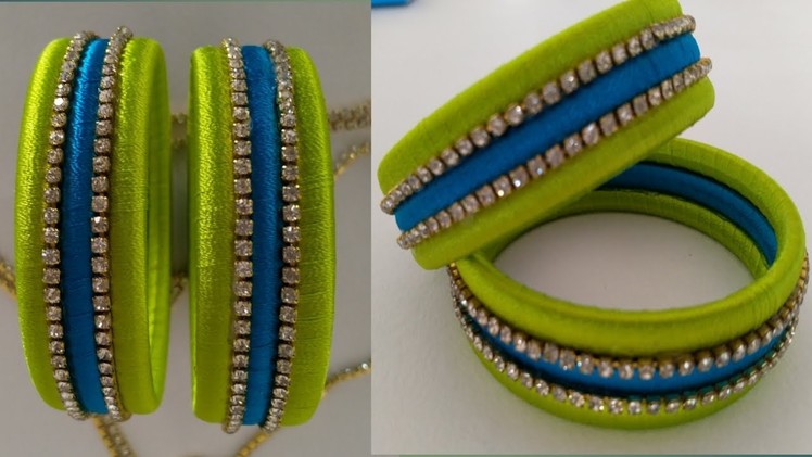 How to Make silk thread bangles at home.DIY. new designer double colour party wear bangles
